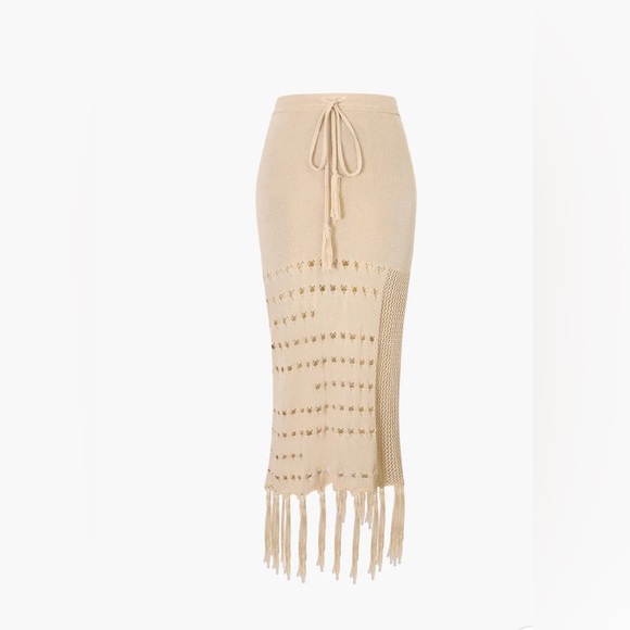 #33 MICAS TWO PIECE KNIT TUBE TOP AND TASSEL HEM SKIRT SET - Picture 7 of 12